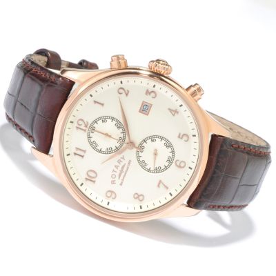 Rotary Men's Quartz Chronograph Leather Strap Watch