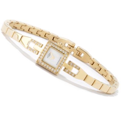 Rotary Women's Swiss Quartz Movement Crystal Accent Stainless Steel Watch