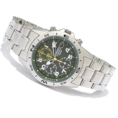 Seiko Men's Green Dial Chronograph Stainless Steel Bracelet Watch