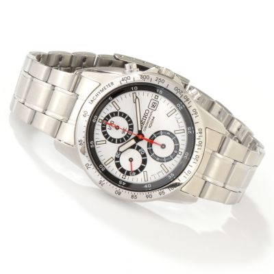 Seiko Men's Silver-tone Dial Chronograph Stainless Steel Bracelet Watch