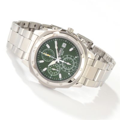 Seiko Men's Green Dial Chronograph Stainless Steel Bracelet Watch