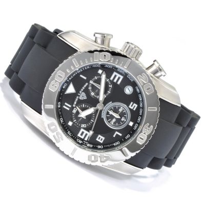  Swiss Legend Men's Commander Chronograph Rubber Strap Watch w/ Baseball Hat BLACK  photo