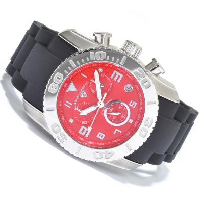  Swiss Legend Men's Commander Chronograph Rubber Strap Watch w/ Baseball Hat RED  photo
