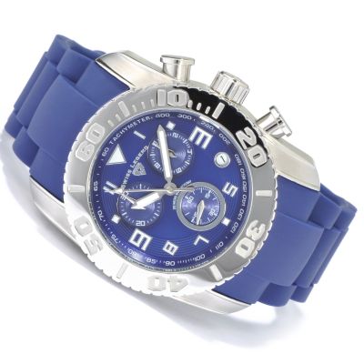  Swiss Legend Men's Commander Chronograph Rubber Strap Watch w/ Baseball Hat BLUE  photo
