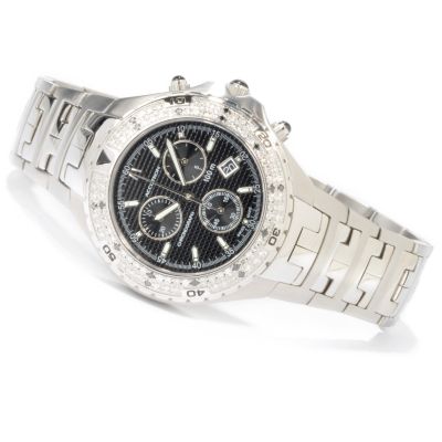 Accutron Men's Diamond Swiss Made Chronograph Stainless Steel Bracelet Watch