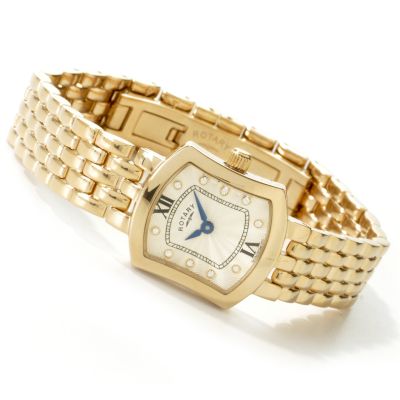 Rotary Women's Crystal Accent Gold-tone Stainless Steel Bracelet Watch