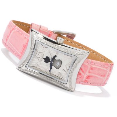 Elini Women's Diamond Nazar Lucky Hand "Hamsa" Leather Strap Watch