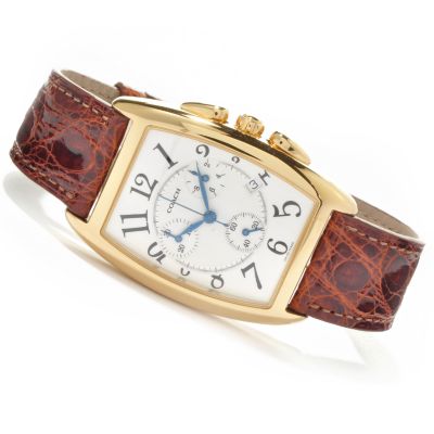 Coach Men's Swiss Made Quartz Crocodile Strap Watch