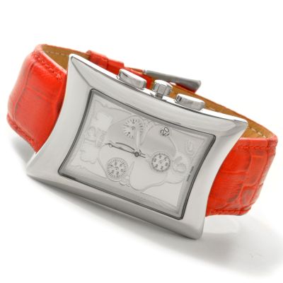 Elini Mid-Size Nazar Lucky Clover Whit Dial Chronograph Leather Strap Watch