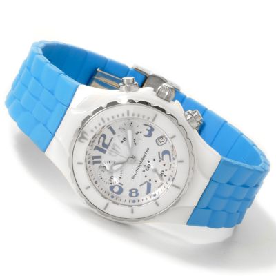 V91145 - TechnoMarine Women's Swiss Made Chronograph Ceramic Case Rubber Strap Watch