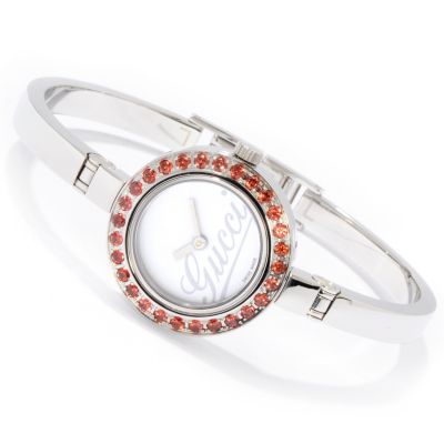 Gucci Women's Garnet Accent Swiss Made Stainless Steel Bracelet Watch