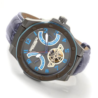 V91189 - Stuhrling Original Men's Spirit Day & Date Automatic Leather Strap Watch