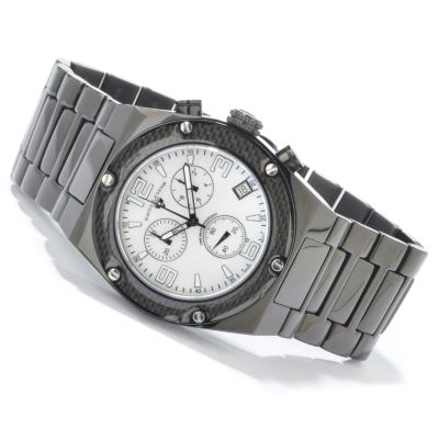 V91213 - Swiss Legend Men's Throttle Chronograph Black Ionic Plated Stainless Steel Watch