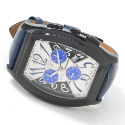 Elini Men's Jumbo Swiss Made Chronograph Leather Strap Watch