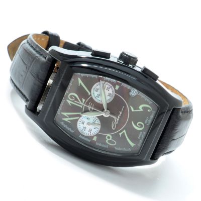 Elini Women's New Yorker Swiss Quartz Chronograph Leather Strap Watch