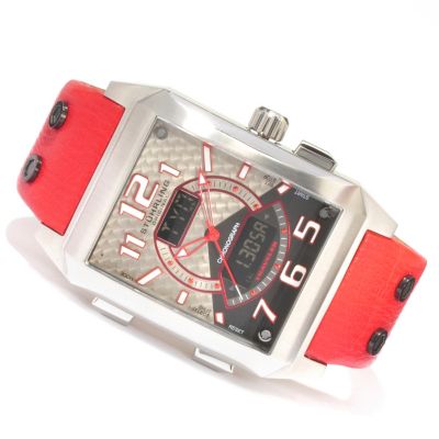 V91410 - Stuhrling Original Men's Madmen Traveler Ana-Digi Sport Leather Strap Watch