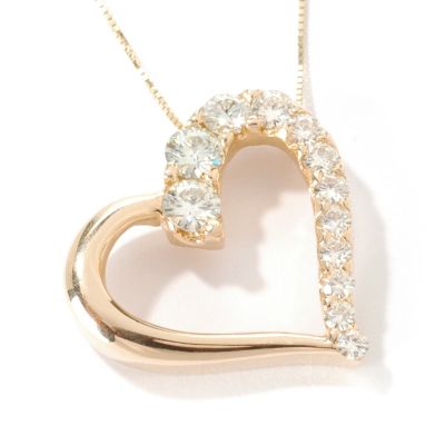 14K Gold 1.02ct Graduated Moissanite Heart Pendant w/ Chain