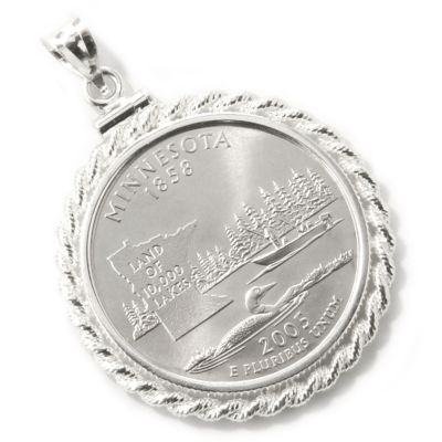 Sterling Silver State Quarter Rope Pendant