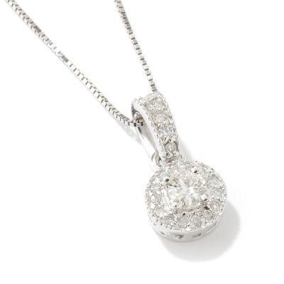 14K White or Yellow Gold 4mm Moissanite & Diamond Pendant w/ Chain