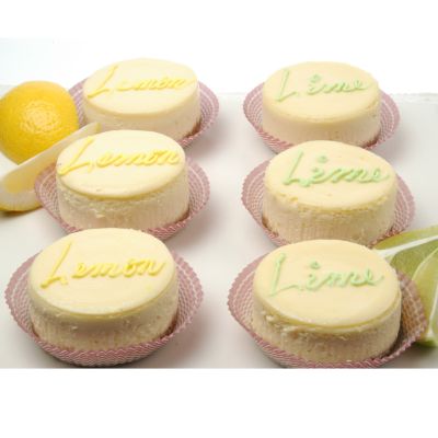 Papa's Desserts 6 Individual 3" Key Lime & Lemon Cheesecakes