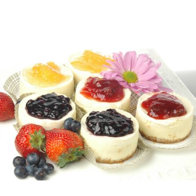Papa's Desserts 6- 3" Fruit Sampler Individual Cheesecakes