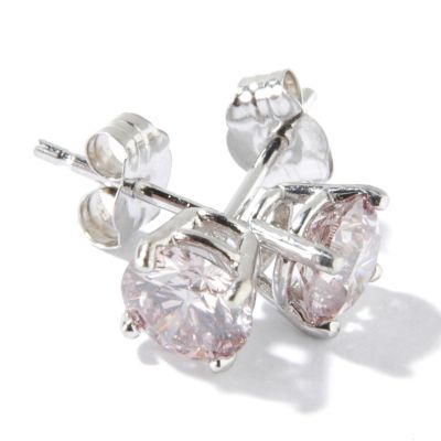 14K White Gold 1.00ct Pink Diamond "Pink Blush" Earrings