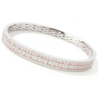 18K WG 6.75" 3.50ct Pink & White Diamond Bangle