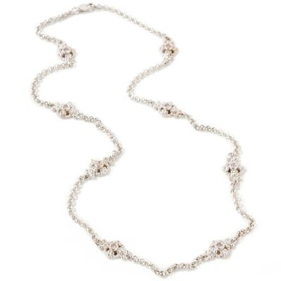 14K WG 18" Pink Diamond Station Necklace