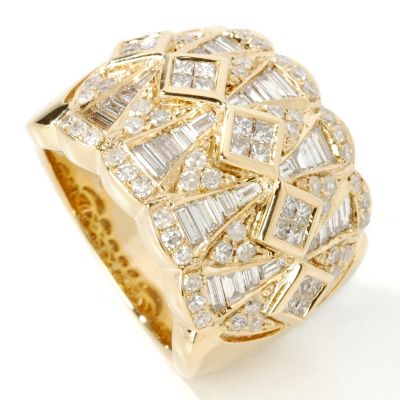 18K White / Yellow Gold 2.00ct Princess, Baguette & Round Diamond Ring