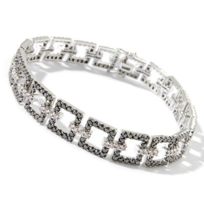 14K WG 7-3/8" Pink Diamond w/ Black Diamond Square Links "Soiree" Bracelet
