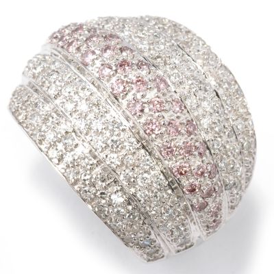 14K White Gold Five-Row 1.75ct Pink & White Diamond Ring