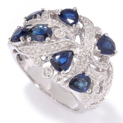 14K White Gold Blue Sapphire & Diamond "Sapphire Sensation" Ring
