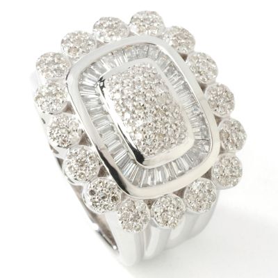 14K White Gold 1.00ct Round & Baguette "Diamond Nobility" Ring